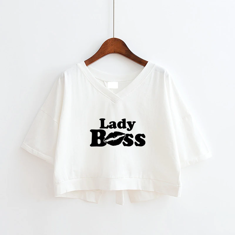 

T Shirt For Women V-neck Printed Casual Harajuku Tee Shirts Summer Short Sleeve Woman Crop Tops Female T-shirt Camiseta Mujer