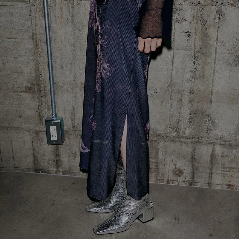 Женская винтажная юбка HEYounGIRL фиолетовая длинная Y2K с цветочным принтом