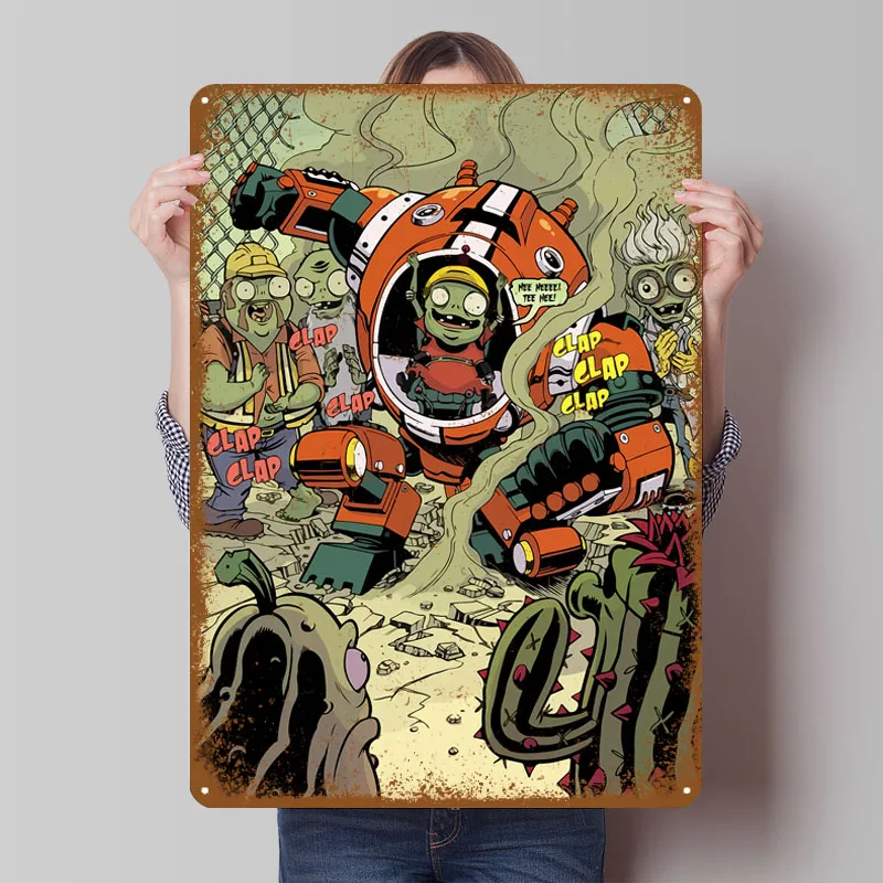 Растение против зомби жестяные вывески постер с комиксами современное украшение