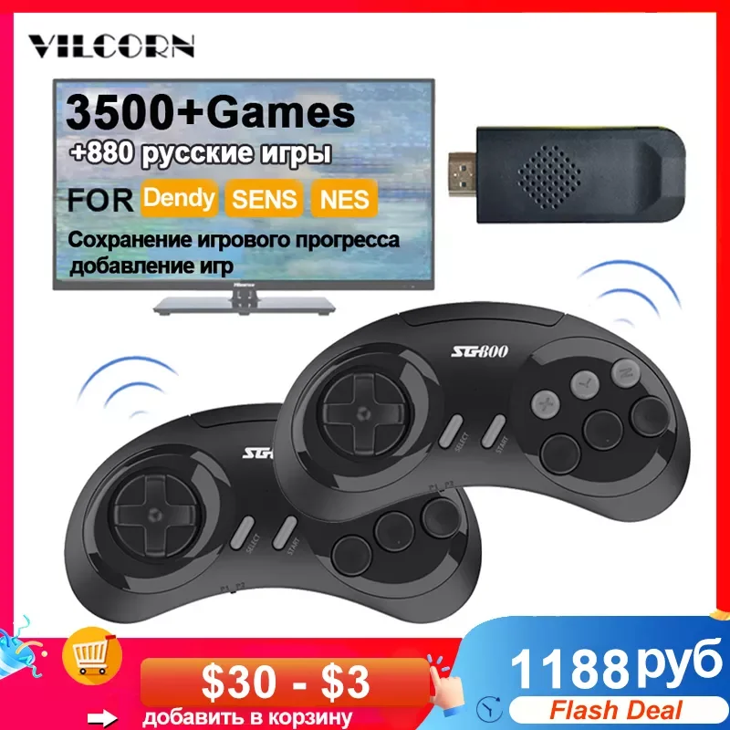 Wireless Console For SEGA NES Genesis Game Stick HDMI-compatible Retro 3500+ Dendy TV Games For MD FC MEGA Drive