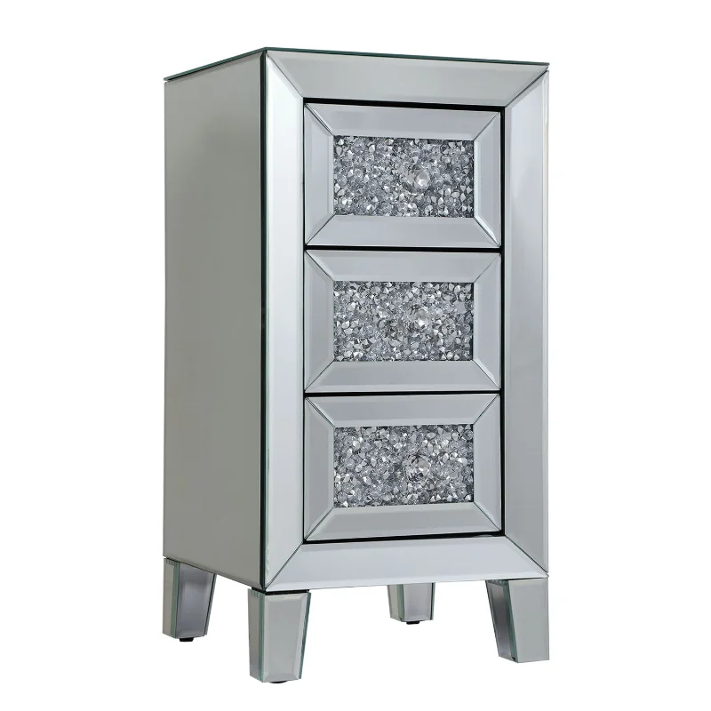 

[Flash Deal]Modern Mirrored Nightstand Sofa Side Table with 3 Crystal Diamond Drawers End Table for Bedroom Living Room Furnitur