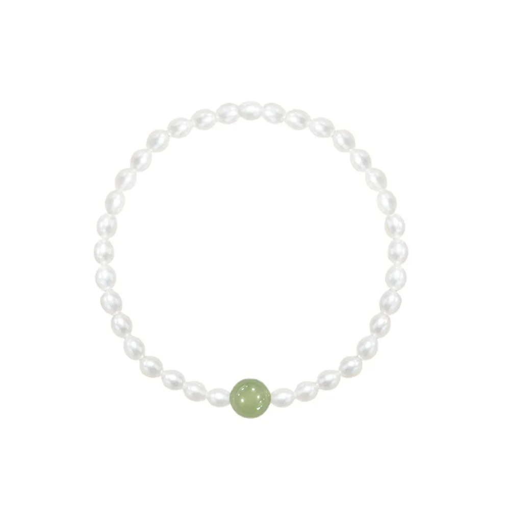 

2023 Fashion Natural Cultured Pearl Bracelet Lady's Gift Birthday Party Gift Fashion Pearl Plus Jade Stretch Bracelet Jewelry