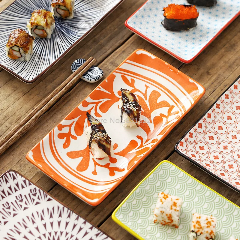 

Креативная керамическая посуда в скандинавском стиле, посуда для ресторана, прямоугольная, компот суши, домашняя плоская тарелка Dim Sum