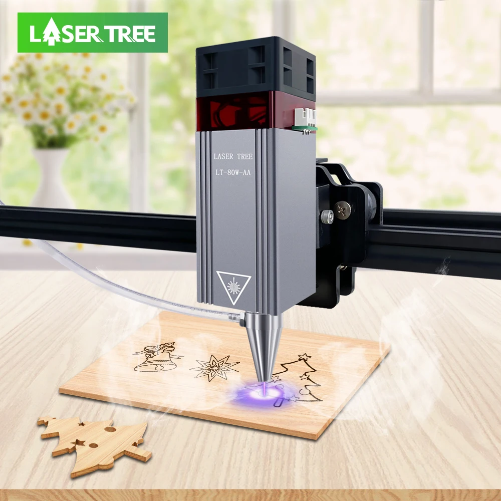 LASER TREE 450nm 80W 40W Laser Head with Air Assist TTL Blue Light Module for DIY Laser Cutting Engraving Machine Wood Tools