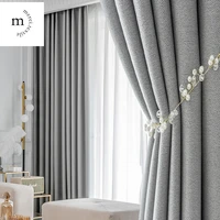 blackout thick curtains solid modern gray for living room bedroom study windows hall curtain cottom hemp high shading custom