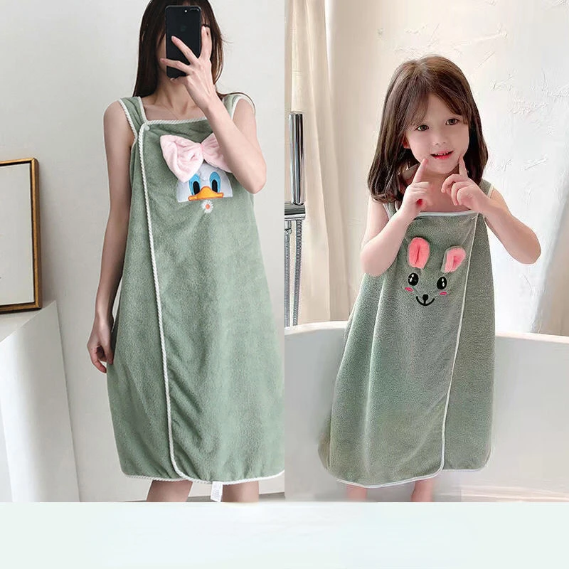 Adult Girls And Children Cartoon Coral Velvet Water Absorbing Bath Towel