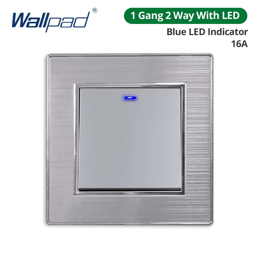 

Wallpad 1 2 3 Gang 2 3-полосные настенные выключатели со светодиодной панелью из нержавеющей стали Розетки питания ЕС Великобритании с USB-портом для зарядки 220 В