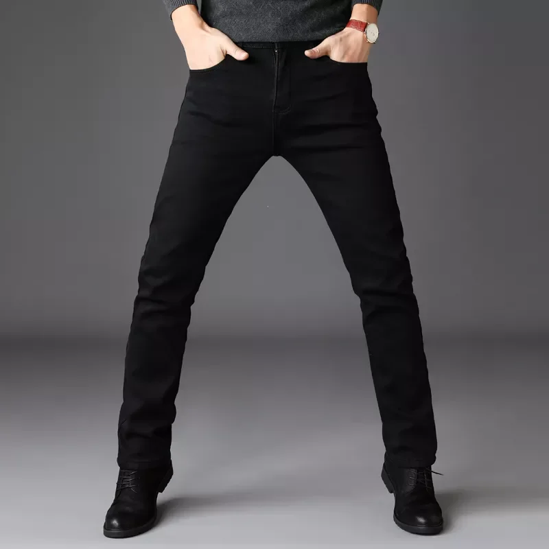 2022New Autumn New Classic Style Pure Black Stretch Men's Jeans Fashion Casual Slim-fit Denim Pants Male Brand Trousers