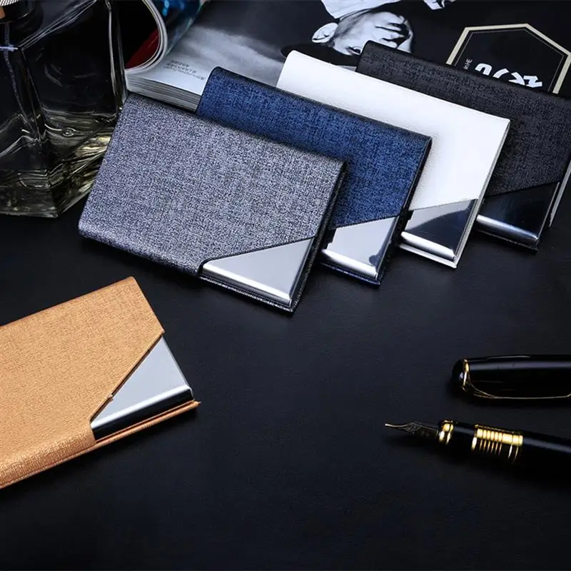 

Portable Stainless Steel and Leather Business Name Holder Credit Case Box Organizer