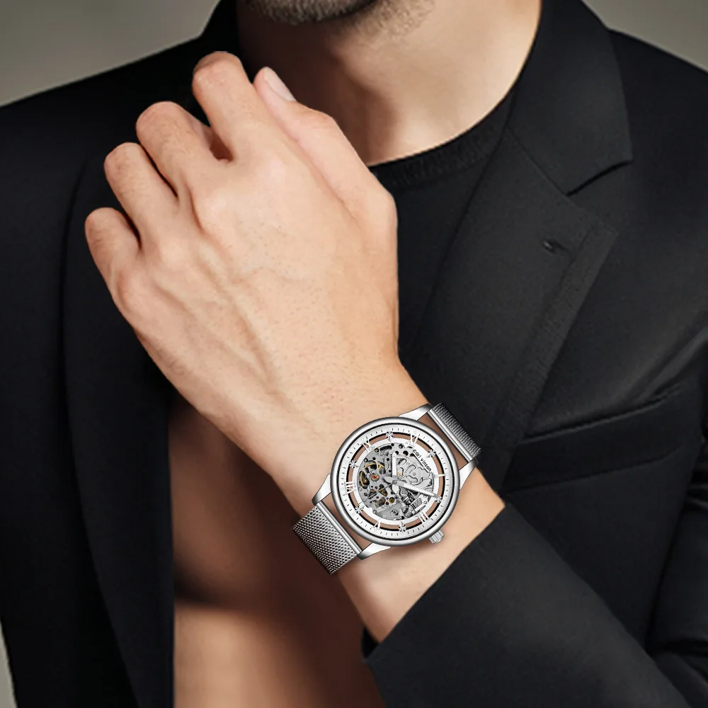 Мужские полностью автоматические механические часы высококачественные