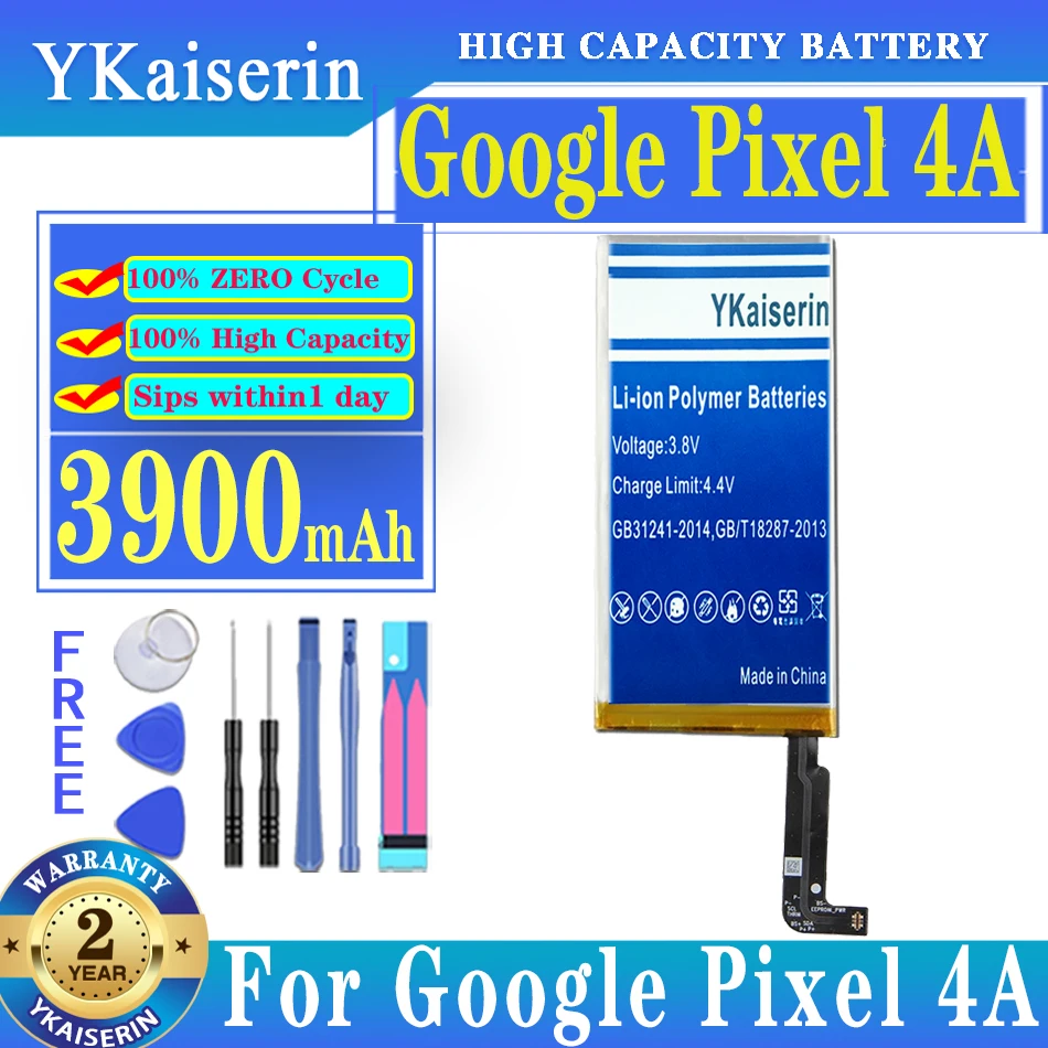 

YKaiserin G025J-B 3900mAh For Google Pixel 4A Replacement Battery