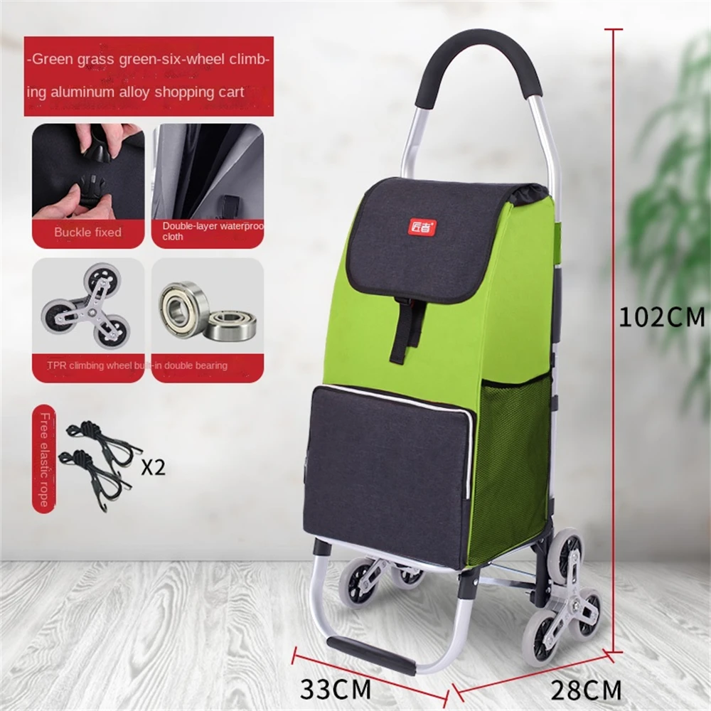 

Stair Climber Cart with 50L Shopping Collapsible Bag 2in1 Foldable Grocery Cart 360°Rotating Handle&Adjustable Elastic Rope
