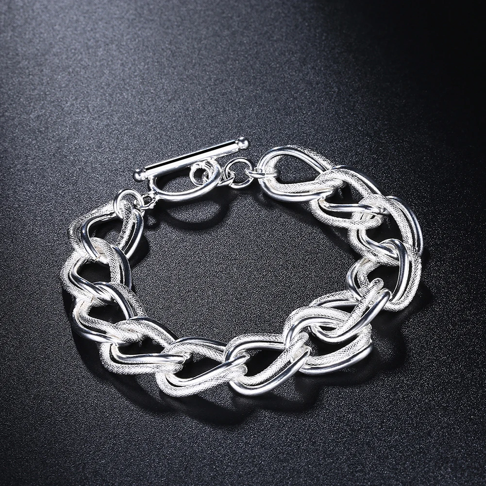 

925 Stamped Silver Double twist chain Bracelets For Women Fashion Designer Party Wedding Accessories Jewelry Christmas Gifts