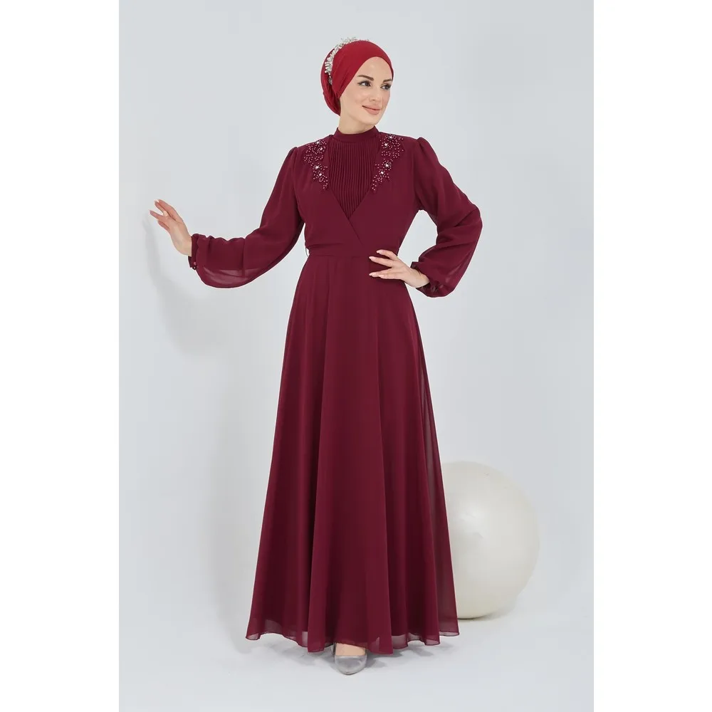 

Вечернее платье Dorlie Hijab с отделкой кружевом и жемчугом