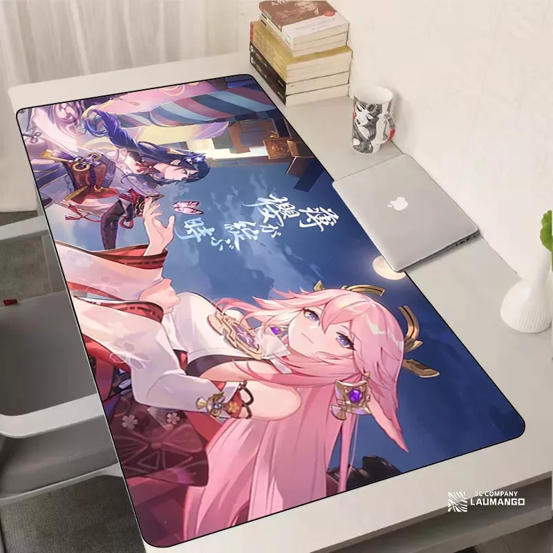 

NEW2023 Genshin Mouse Pad Yae Miko Gaming Accessories Desk Mat Pc Gamer ковер Keyboard Mouse Mats Deskmat Laptop Mousepad