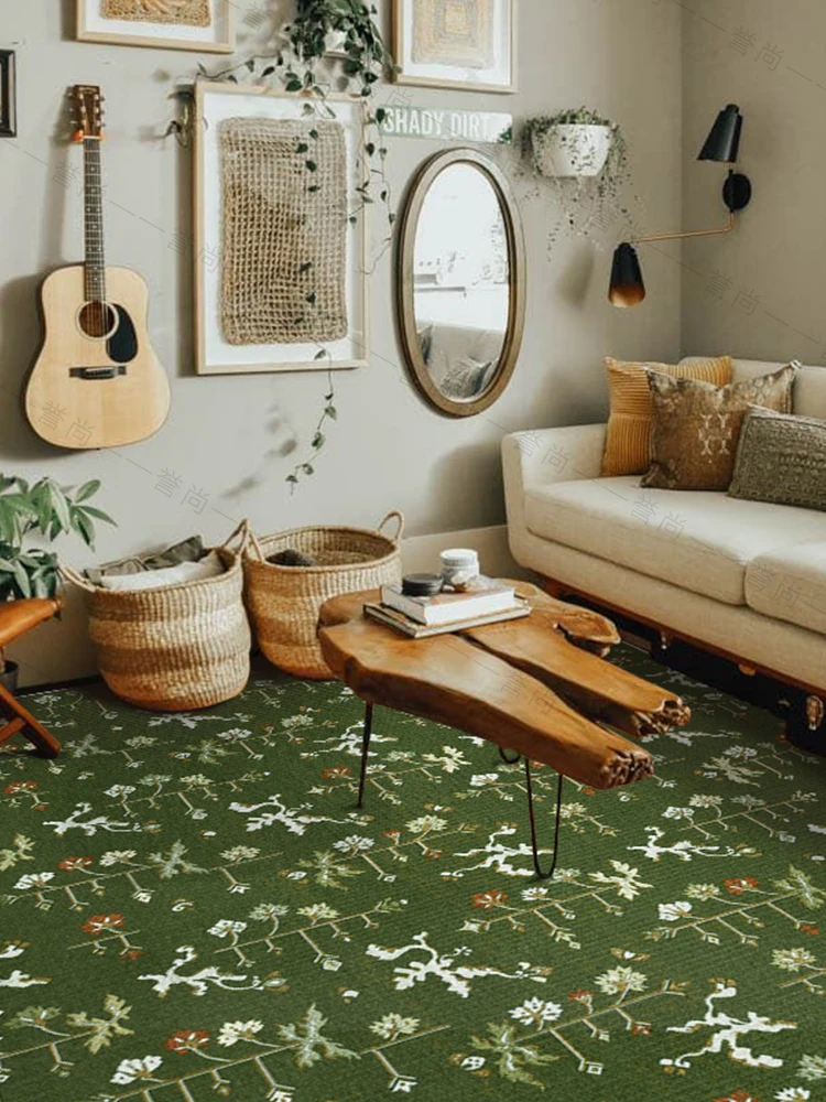 

Retro Nordic Living Room Carpet Chinese Solid Color Classic Pattern Art Design Luxury Bedroom Rug Coffee Table Mat Decorate Home