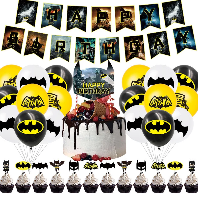 Disney Superhero Bat Man Theme Party Supplies Balloons Baby Shower Disposable Tableware Kid Boy Birthday Party Decor Supplies