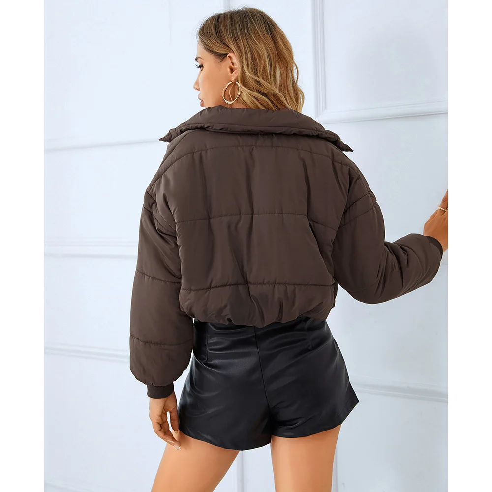 Womenswear 2022 winter fashion new long-sleeved cardigan stand collar warm casual bread jacket