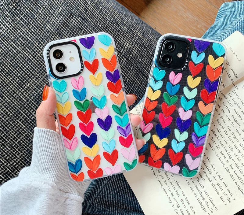 

Factory Direct Selling For iphone 12 mini 11 13 Pro Max 7 8 plus X XR XS Max SE 20 Phone Case Cute Cover Capa Graffiti Love Hea