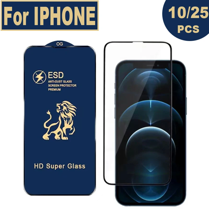 

10-25pcs ESD Antistatic Dust Tempered Glass Screen Protector For IPHONE 14 Pro Max 13 12 11 Plus XR XS MAX SE2 6S 7 8 Plus