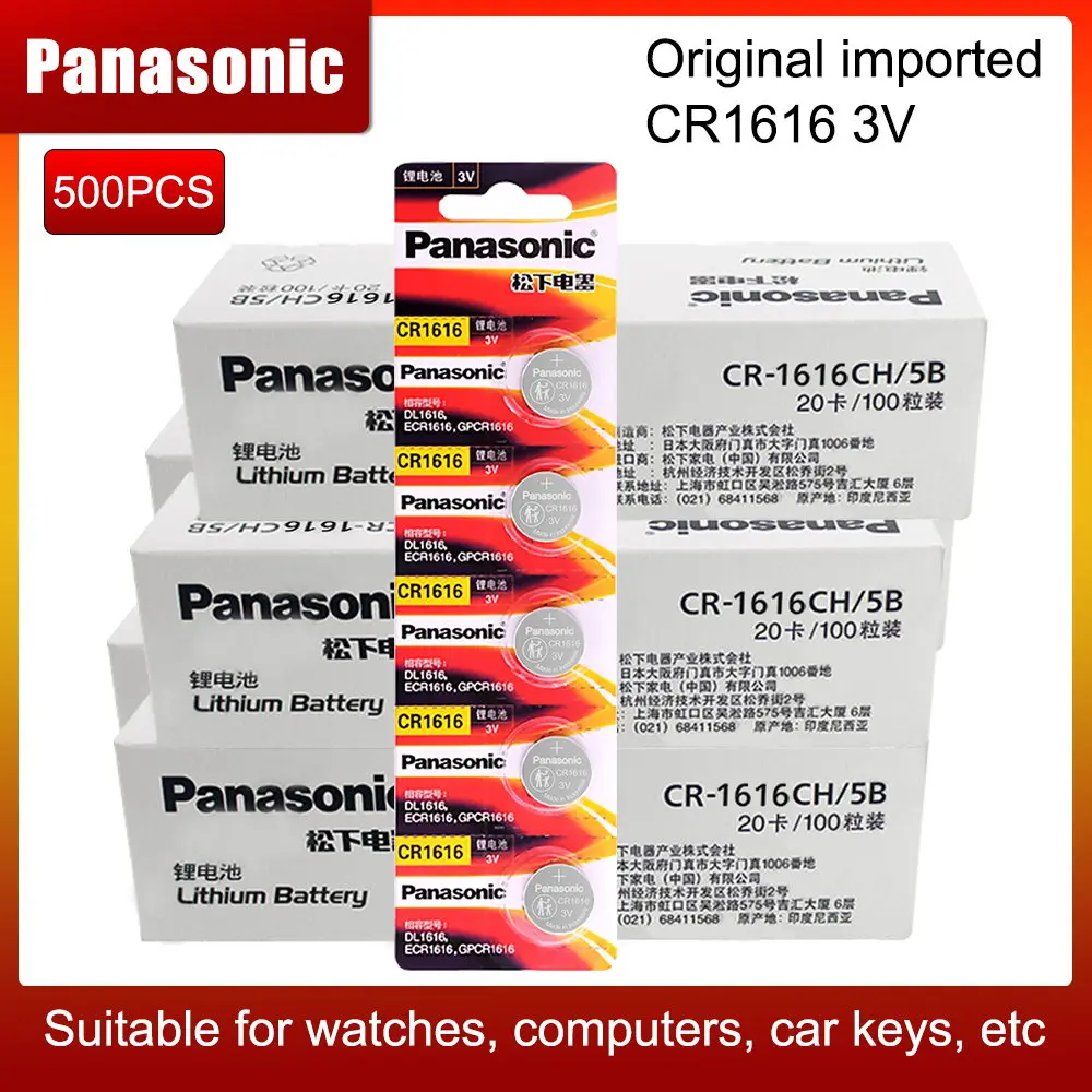 

Новинка Panasonic 500 шт. Cr1616 кнопочные батарейки 3 в батарейки BR1616 ECR1616 для автоматического пульта дистанционного управления электрический пульт...