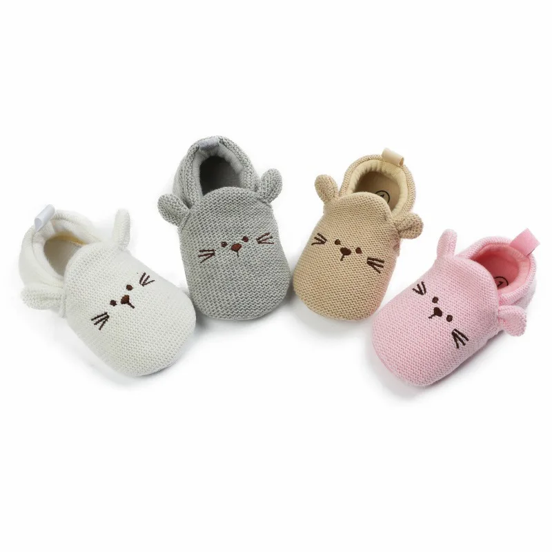 

Toddler Girl Knitted Shoes First Walkers Snow Boots Newborn Baby Autumn Winter Cotton Warm Soft Sole Plush Prewalker 0-18Months