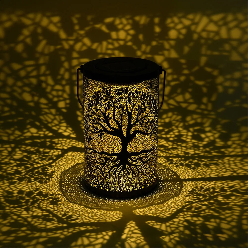 

Solar Tree Lanterns Outdoor Hanging Metal Hollow Out Retro LED Light Waterproof Solar Lamp For Garden Lawn Patio Party Decor
