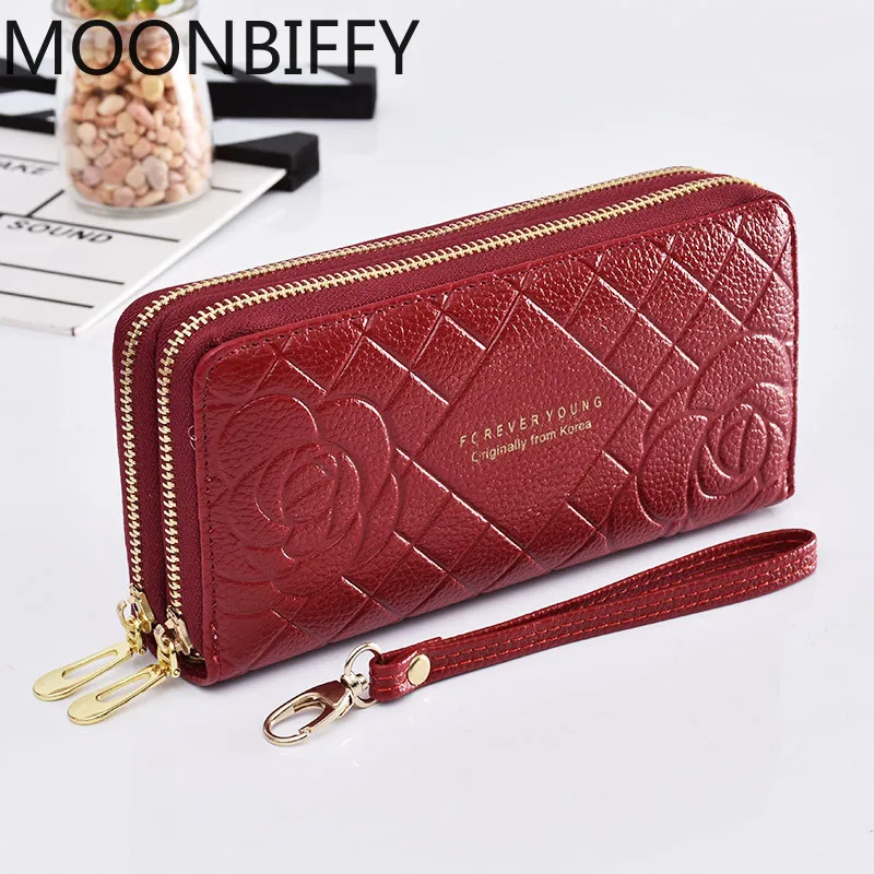 

Korean Fashion Luxury Wallet Women Wallets Pu Leather Brand Retro Ladies Long Wallet ID Card Clutch Double Zipper Handbags