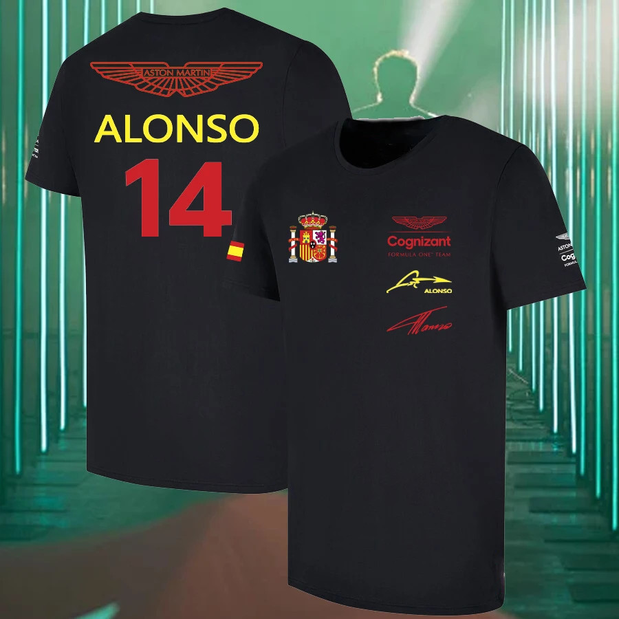 

2023 Formula 1 Aston Martin Racing Driver Fernando Alonso T-Shirt Spanish Grand Prix Winner Racewear Signature Oversize Top