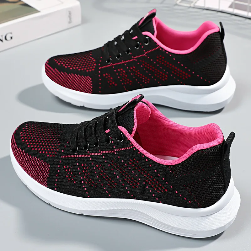Women Running Shoes Fashion Breathable Walking Mesh Flat Sneakers Gym White Female Footwear