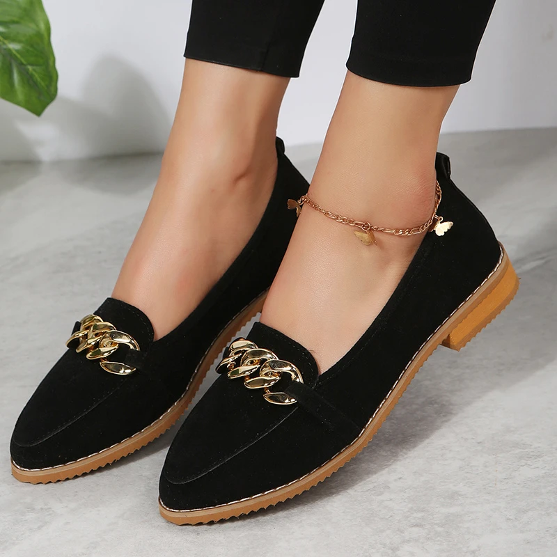 Spring 2023 New Leopard Pattern Fashion Round Toe Flat Shoes Chain Soft Sole Sports Casual Shoes Large 43