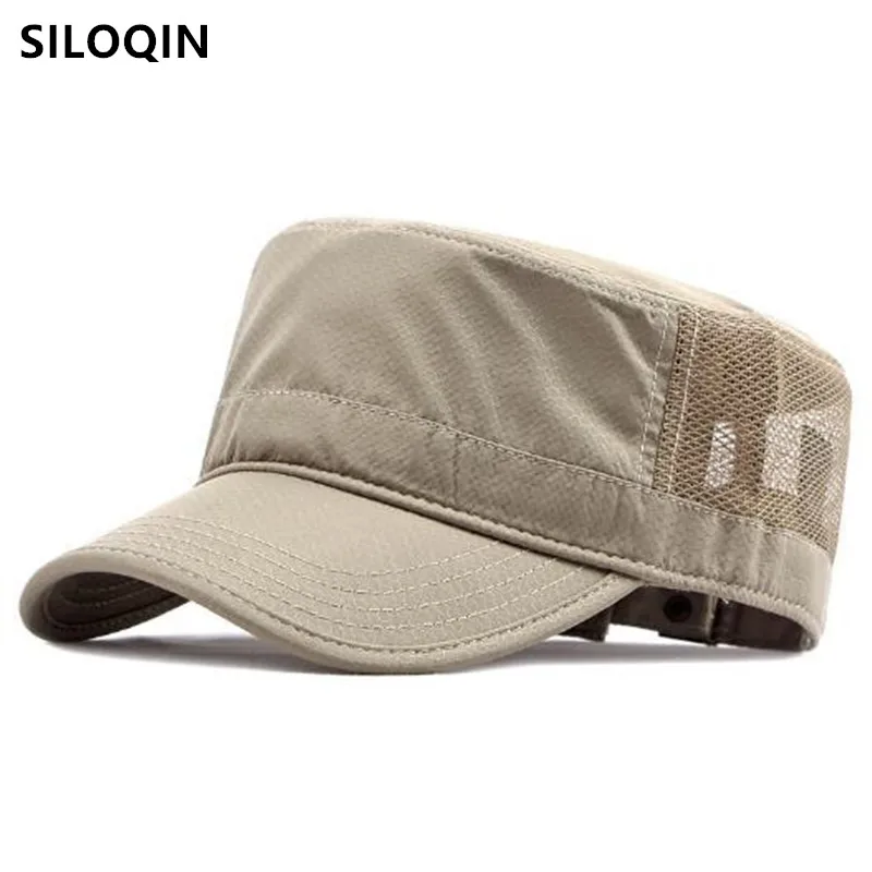 

Free Shipping Summer Flat Caps For Men Thin Breathable Mesh Cap Military Hats Camping Sunscreen Fishing Cap Golf Cap Travel Hat