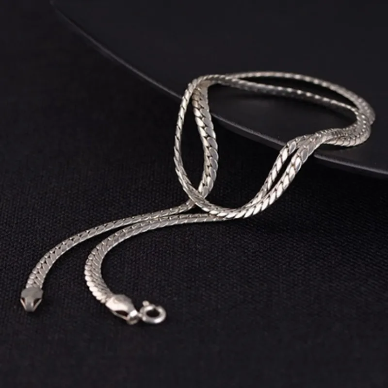 Ожерелье BOCAI S925 из стерлингового серебра для мужчин и женщин новая модная плоская