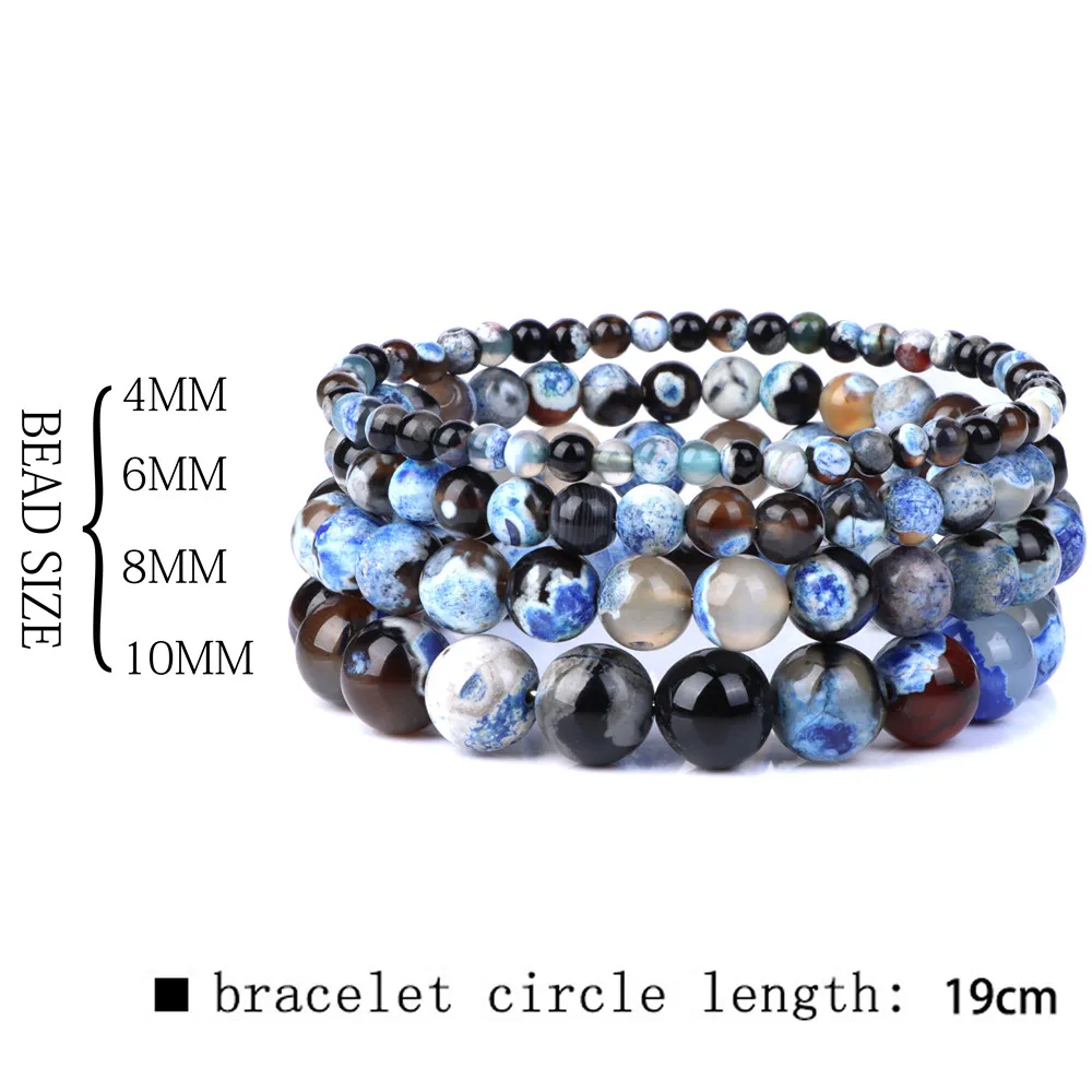 4/6/8/10мм Браслеты Рейки Записи Чакры Женщины Мужчины Агатовый Камень Бусинный Эластичный Браслет Целительный Браслет Йога Вечеринка Модные Украшения