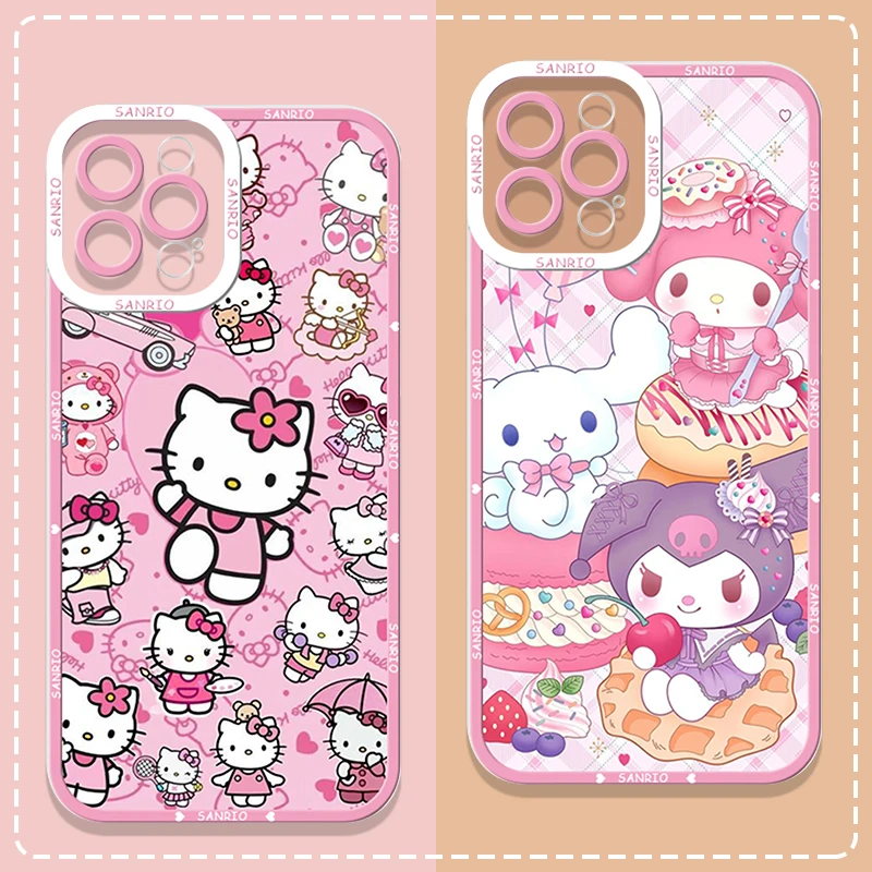 Чехол для телефона с рисунком Sanrio Hello Kitty Cinnamoroll Kuromi Samsung Galaxy S20 S21 S22 S23 S24FE Plus Ultra 5G