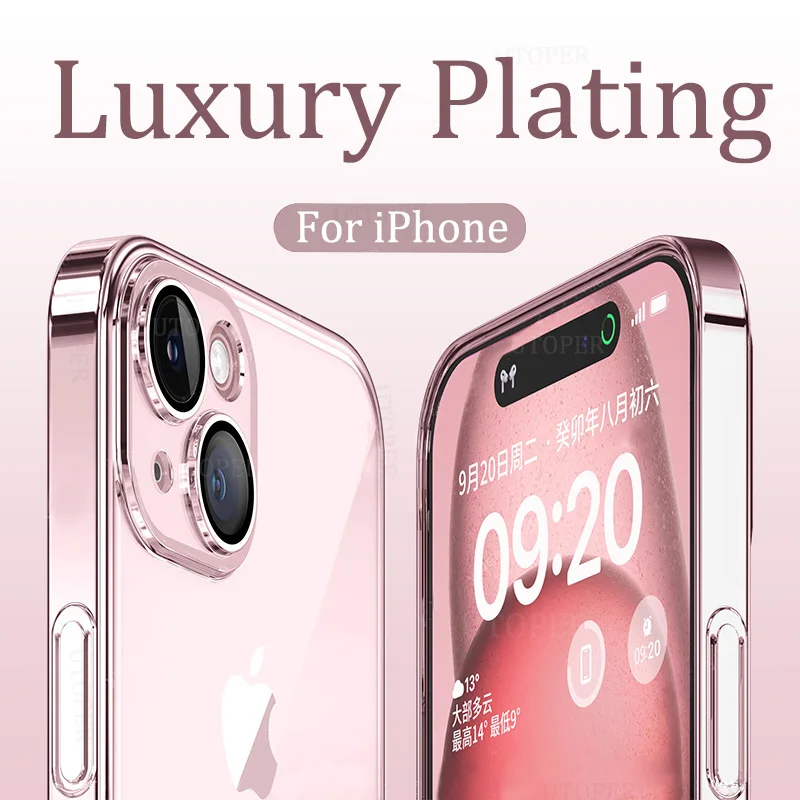 Luxury Ultra Clear Back Soft TPU Phone Case For IPhone 16 15 14 13 12 11 Pro Max Plus Comprehensive Protection Anti-Drop Cover