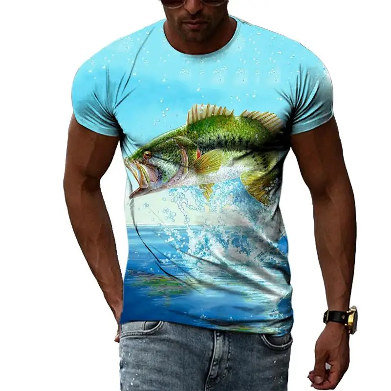 

Summer Fashion fishing T Shirts For Men Angling Casual 3D Print Tee Hip Hop Harajuku Personality Round Neck Short Sleeve top