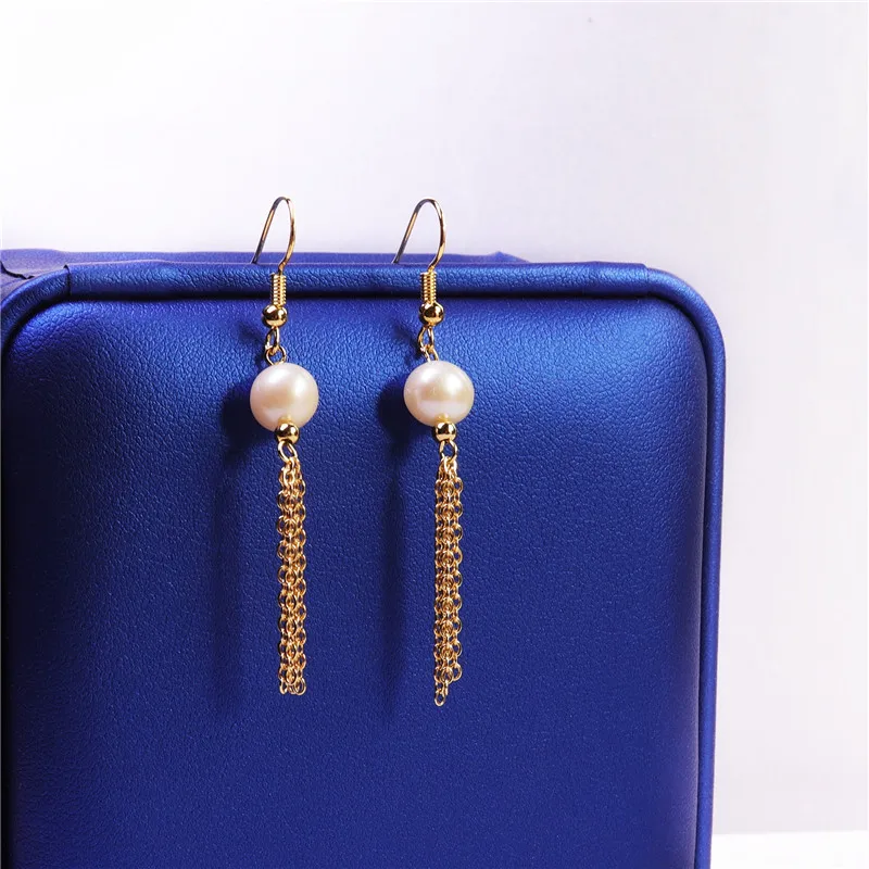 

New Arrival Hot Freshwater 8-9mm White Color Pearl Drop Earrings Nice Party Wedding Girl Female Women Gift 10 pairs/lot