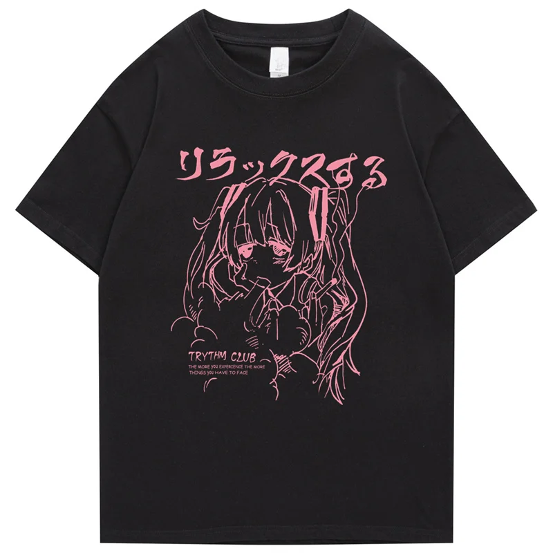 Футболка в стиле хип-хоп с мультяшным аниме 2024