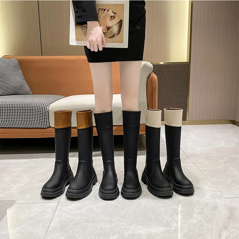 

Women's Knee High Platform Boots Mujer Fashion Female Zipper Flat High Boots Long Ladies Casual Shoes Autumn Spring Non-slip