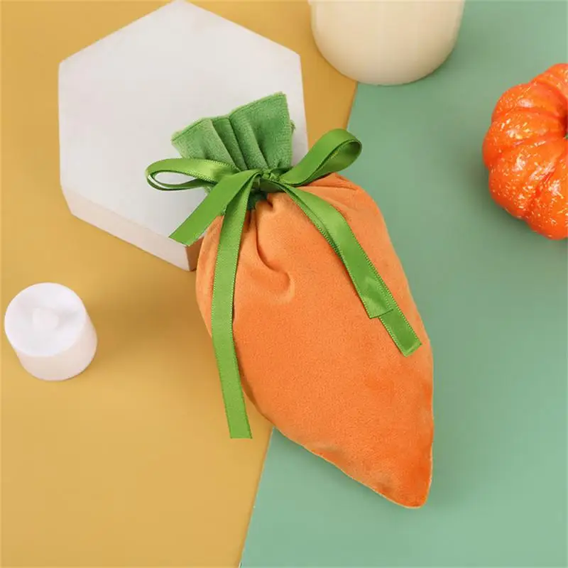 

Drawstring Easter Velvet Gift Bag Carrot Shape Velvet Pouch Candy Bags Jewelry Basket Party Decorations Cookie Snack