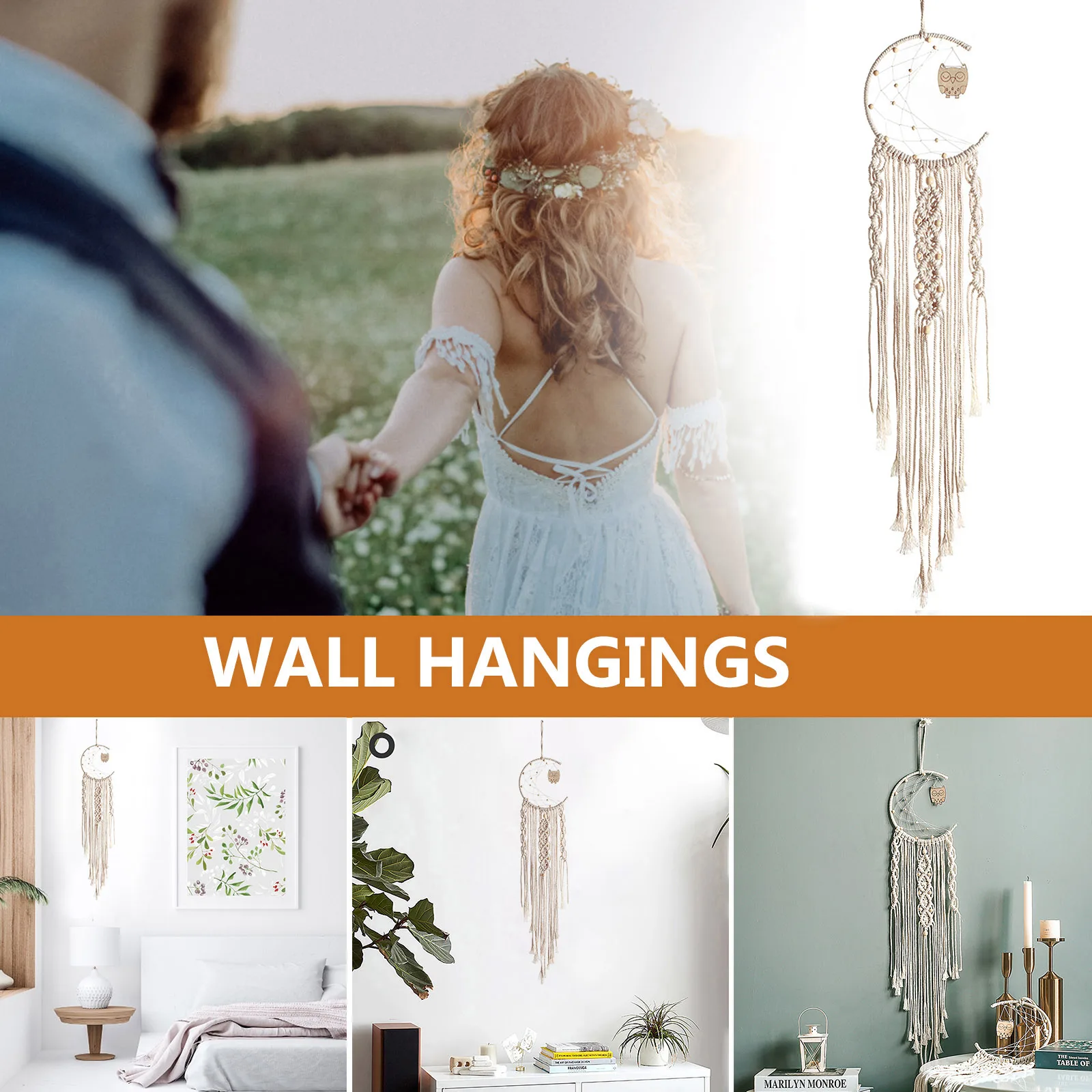 

Экологичный круговой Ловец снов, тканый подвесной декор, настенные подвески для спальни, милый богемный моделирующий декор в виде совы для ...