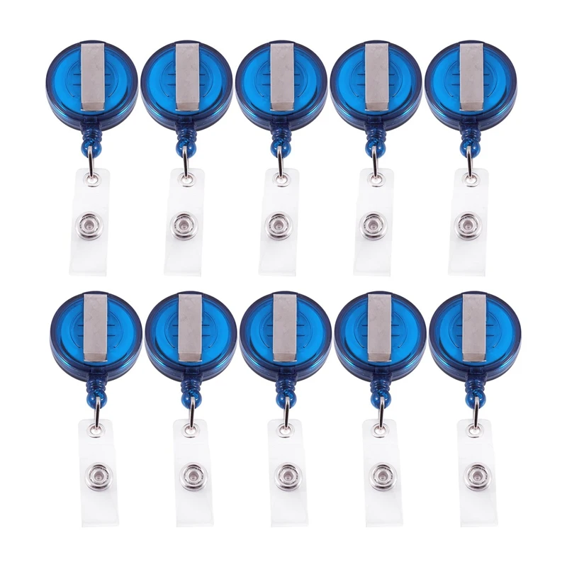 

10 Retractable Reel Recoil ID Badge Lanyard Name Tag Key Card Holder Belt Clip Color:Blue Amount:10 Pcs