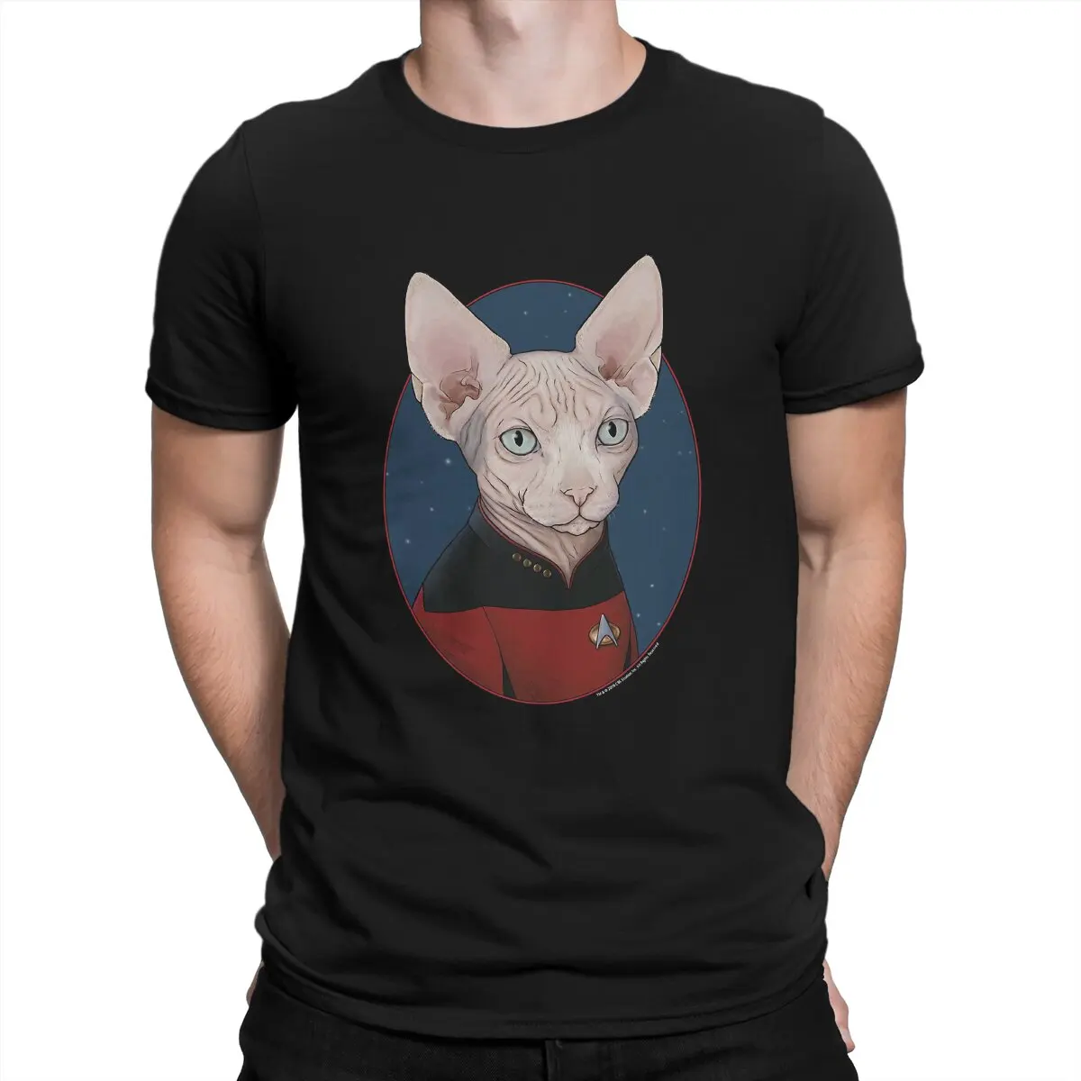 

Stars Treke Science Creative TShirt for Men Next Generation Picard Cat Circle Round Collar Pure Cotton T Shirt Personalize Gifts