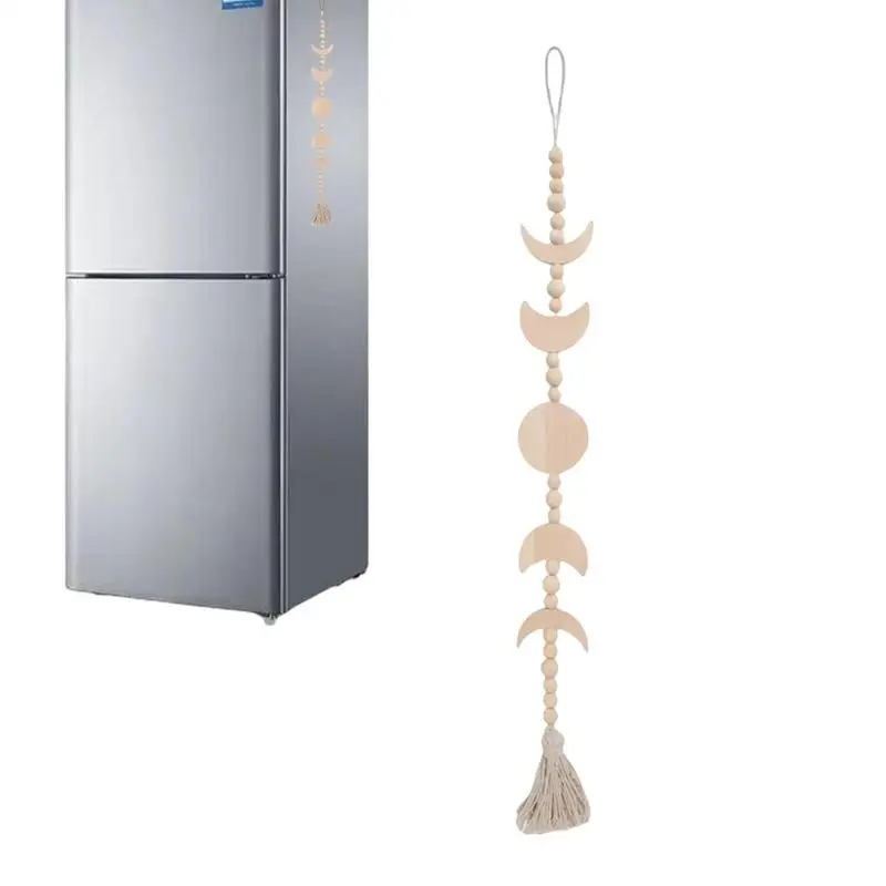 

Long Wooden Moon Phase Tassel Wall Hanging Decoration Boho Home Wall Decor Moon Garland Bedroom Living Room Decor Gift