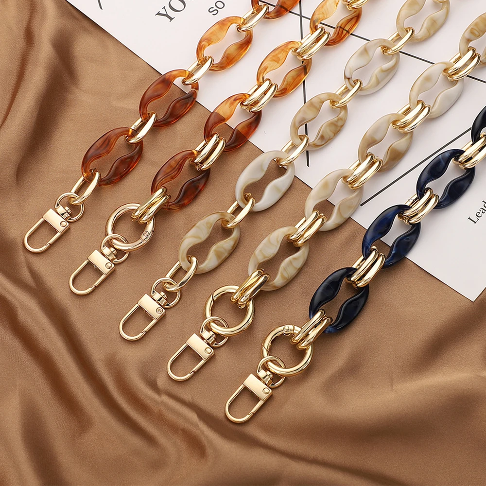 

40/60cm Detachable Shoulder Bag Strap Acrylic Resin Bag Chain Handles DIY Replacement Solid Color Wide Bag Accessories