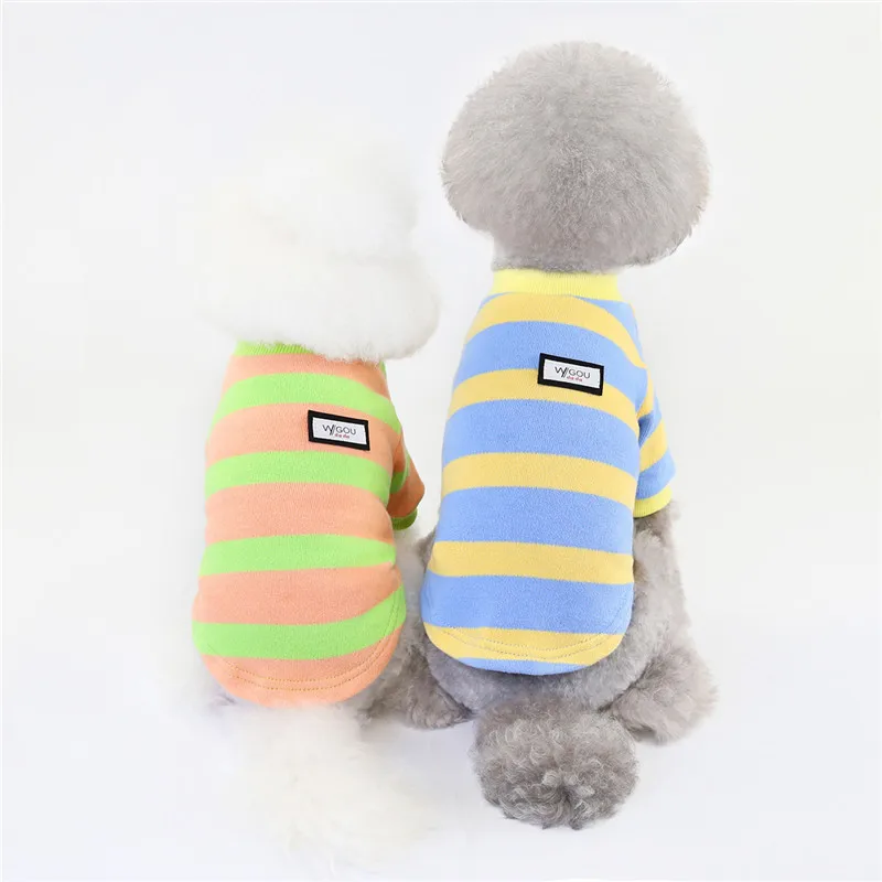 

Candy Color Strips Dog Shirt Hoodies Pet Clothes Knitted Puppy Cat Sweatshirt Sweater For Small Medium Dogs Yorks Chiwawa Bichon