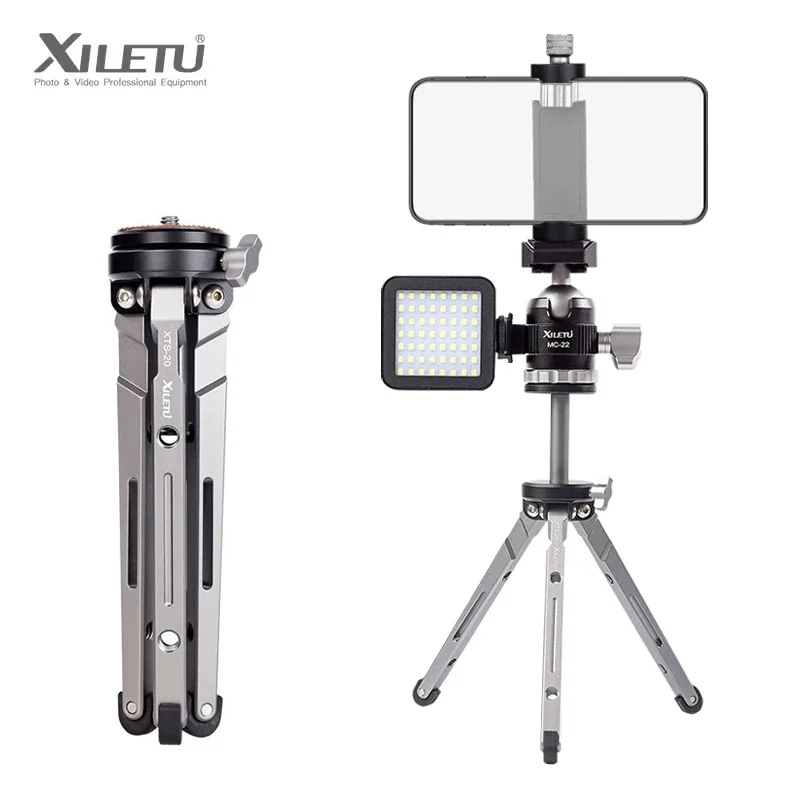Фото XILETU XTS20 Мини-штатив-трипод с удлиненным центральным стержнем для камеры, телефона, настольный штатив, ручной держатель для видеоблогов и фотосъемки №2