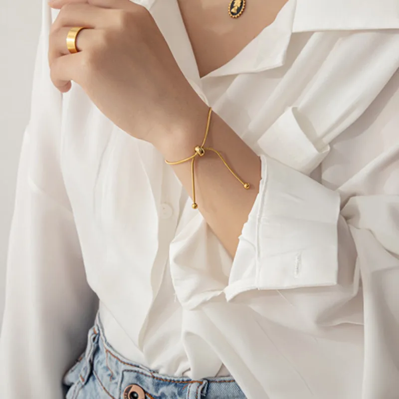 

Браслет-цепочка женский из нержавеющей стали с покрытием из настоящего золота