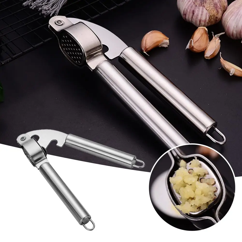 

Garlic Press Crusher Manual Kitchen Stainless Steel Smasher Grinding Kitchen Press Squeezer Tools Accessories Manual Garlic X9H6